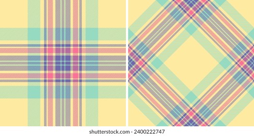 Vector background plaid of tartan texture check with a seamless pattern fabric textile. Set in rainbow colors for geometric design patterns.