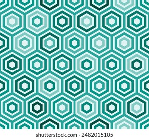 Vector background. Plain hexagon frames. Turquoise color tones. Large hexagon shapes. Tileable pattern. Seamless vector illustration.