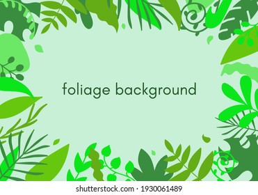 Vector background with plants and leaves and a copy of the text space in bright green colors.Template for the design of postcards, covers, posters, greeting cards. - Shutterstock ID 1930061489