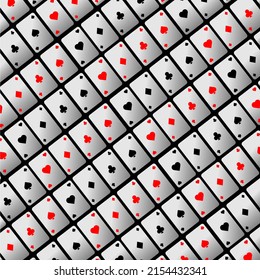 Vector background playing cards, color black and red flat style