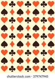 Vector background with playing cards symbols.  Endless texture can be used for casino design, web page background, surface and textile textures
