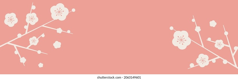 vector background with plum blossoms and trees for banners, greeting cards, flyers, social media wallpapers, etc.