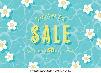 vector background with plumeria flowers floating in water for banners, cards, flyers, social media wallpapers, etc.