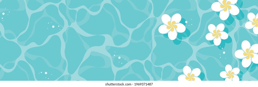 vector background with plumeria flowers floating in water for banners, cards, flyers, social media wallpapers, etc.
