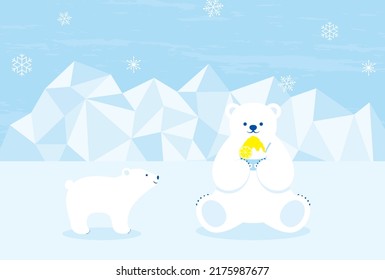 vector background with polar bear with Japanese shaved ice dessert for banners, cards, flyers, social media wallpapers, etc.