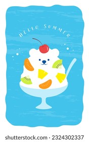 vector background with polar bear shaped Japanese shaved ice dessert for banners, cards, flyers, social media wallpapers, etc.