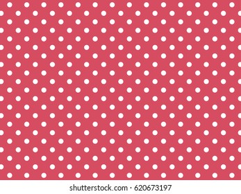 Vector background polka dot pattern. Trendy pink color.