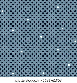 Vector background with polka dot and tiny stars. Fashion trendy seamless pattern. Polka dot wallpaper. Cute joyful allover print for fabric, paper, textile, kids clothes and accessories