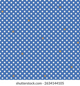 Vector background with polka dot and tiny stars. Fashion trendy seamless pattern. Polka dot wallpaper. Cute joyful allover print for fabric, paper, textile, kids clothes and accessories