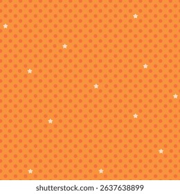 Vector background with polka dot and tiny stars. Fashion trendy seamless pattern. Polka dot wallpaper. Cute joyful allover print for fabric, paper, textile, kids clothes and accessories
