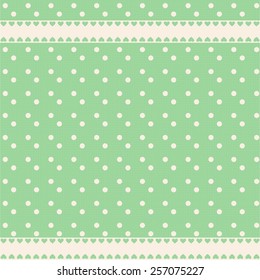Vector background with polka dots and hearts