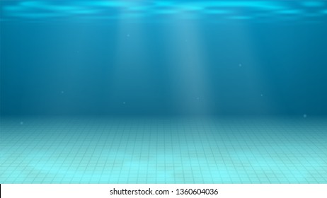 Vector background with pool bottom. Under water. Water sports and recreation