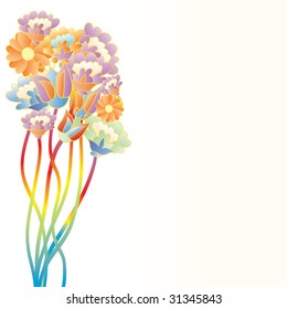 vector background with pop art flowers