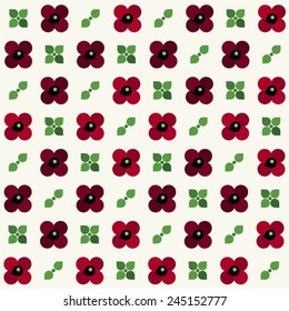 Vector background with poppies and decorative leafs