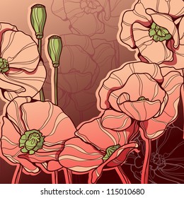 Vector background with poppies for your design