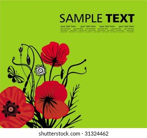 Vector background with poppy flowers