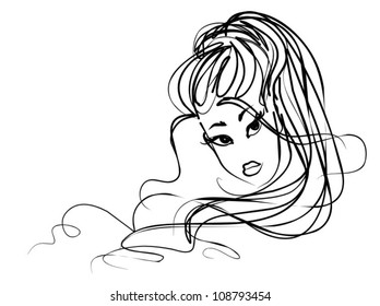 VECTOR background with a portrait of the beautiful young girl