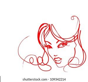 VECTOR Background with a portrait of the beautiful young girl