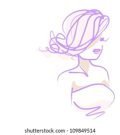VECTOR Background with a portrait of the beautiful young girl