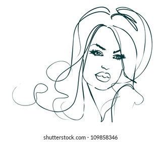 VECTOR Background with a portrait of the beautiful young girl