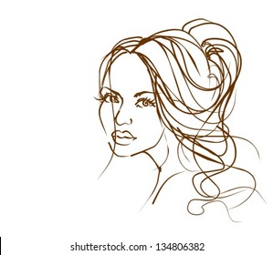 VECTOR background with a portrait of the beautiful young girl