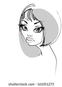 VECTOR   background with a portrait of the beautiful young girl