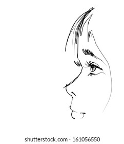 VECTOR   background with a portrait of the beautiful young girl