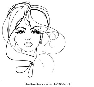 VECTOR   background with a portrait of the beautiful young girl