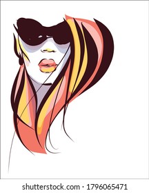 Fondo del VECTOR con un retrato de la bella joven