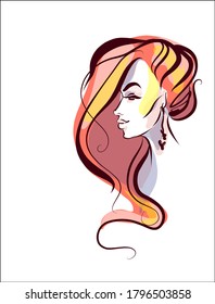 VECTOR Background with a portrait of the beautiful young girl
