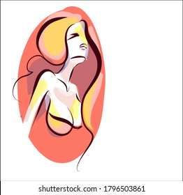 VECTOR Background with a portrait of the beautiful young girl