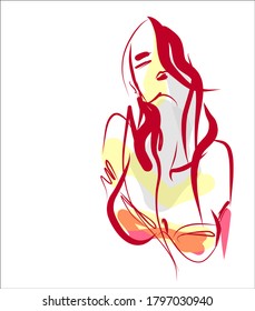Fondo del VECTOR con un retrato de la bella joven