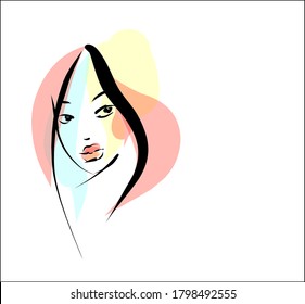 VECTOR Background with a portrait of the beautiful young girl