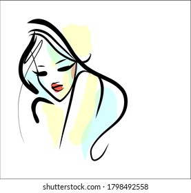 VECTOR Background with a portrait of the beautiful young girl