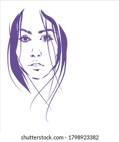 VECTOR Background with a portrait of the beautiful young girl