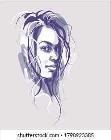 Fondo del VECTOR con un retrato de la bella joven