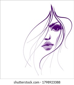 Fondo del VECTOR con un retrato de la bella joven