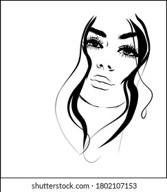 VECTOR Background with a portrait of the beautiful young girl