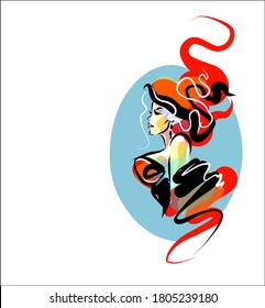 VECTOR Background with a portrait of the beautiful young girl

