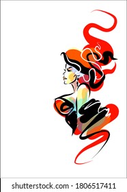 VECTOR Background with a portrait of the beautiful young girl

