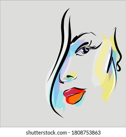VECTOR Background with a portrait of the beautiful young girl