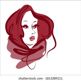         VECTOR Background with a portrait of the beautiful young girl 