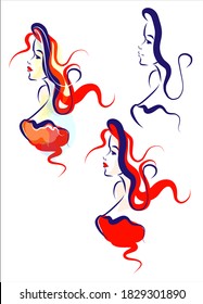 VECTOR Background with a portrait of the beautiful young girl 