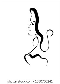 Fondo del VECTOR con un retrato de la bella joven 