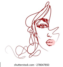 VECTOR Background with a portrait of the beautiful young girl
