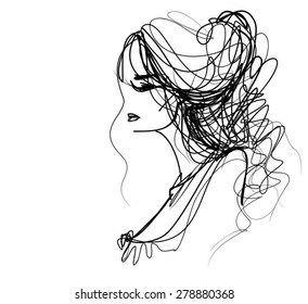 Mujer de belleza con lujoso peinado vector de stock libre de regalías Shutterstock