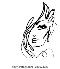 VECTOR Background with a portrait of the beautiful young girl