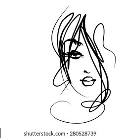 VECTOR Background with a portrait of the beautiful young girl