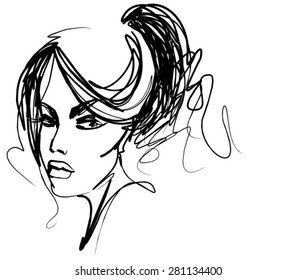 VECTOR Background with a portrait of the beautiful young girl

