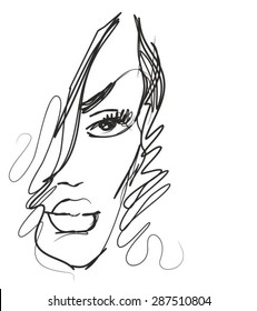 VECTOR Background with a portrait of the beautiful young girl